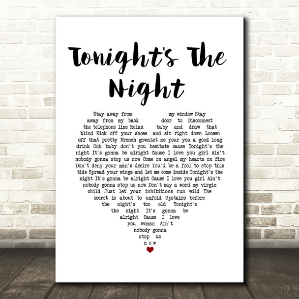 Rod Stewart Tonight's The Night White Heart Song Lyric Quote Music Poster Print