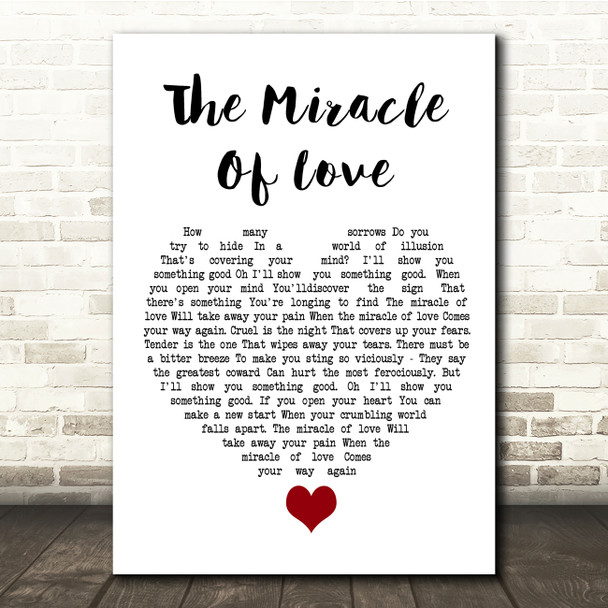 Eurythmics The Miracle Of Love White Heart Song Lyric Quote Music Poster Print