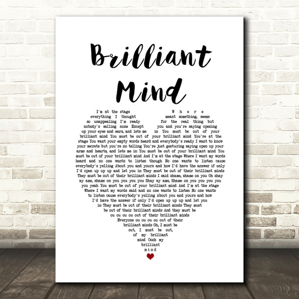 Furniture Brilliant Mind 1986 White Heart Song Lyric Quote Music Poster Print