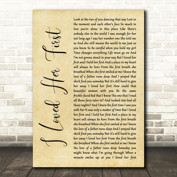 Heartland I Loved Her First Rustic Script Song Lyric Quote Music Poster Print
