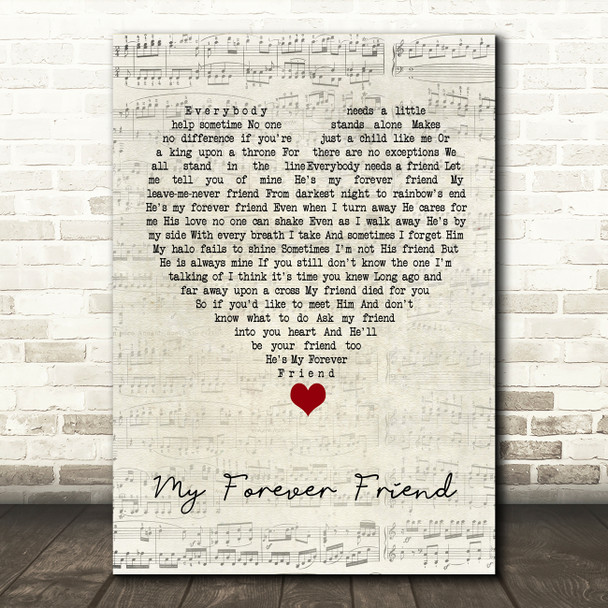 Charlie Landsborough My Forever Friend Script Heart Song Lyric Quote Music Poster Print