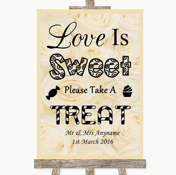 Cream Roses Love Is Sweet Take A Treat Candy Buffet Personalized Wedding Sign