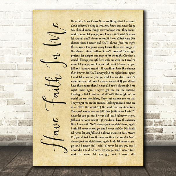 A Day To Remember Have Faith In Me Rustic Script Song Lyric Quote Music Poster Print