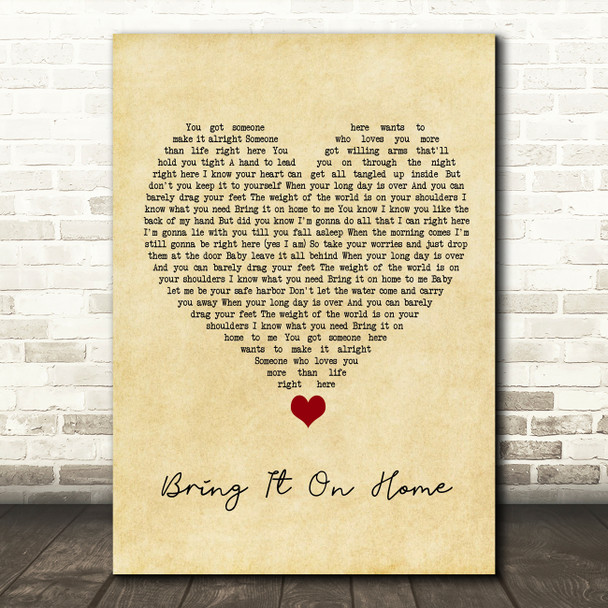 Little Big Town Bring It On Home Vintage Heart Song Lyric Quote Music Poster Print