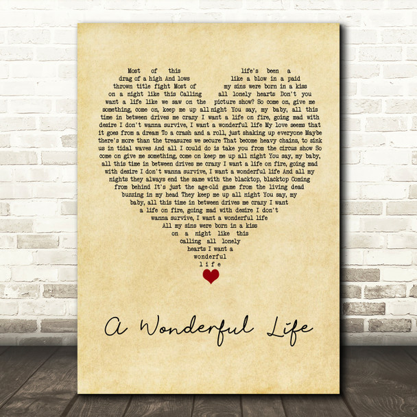 Brian Fallon A Wonderful Life Vintage Heart Song Lyric Quote Music Poster Print