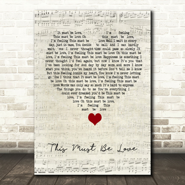 Phil Collins This Must Be Love Script Heart Song Lyric Quote Music Poster Print