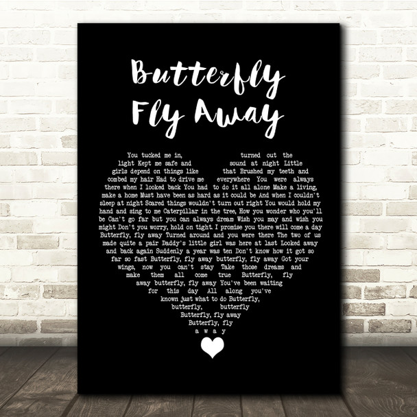 Miley Cyrus Butterfly Fly Away Black Heart Song Lyric Quote Music Poster Print