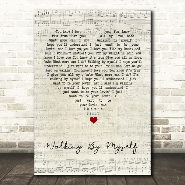 Gary Moore Walking By Myself Script Heart Song Lyric Quote Music Poster Print