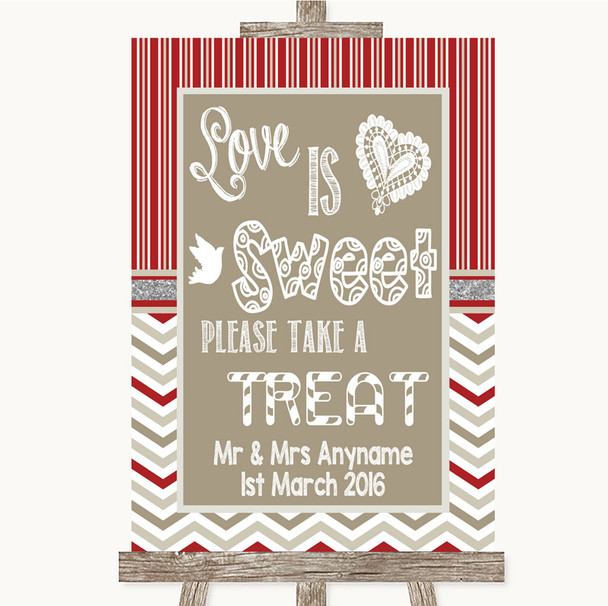 Red & Grey Winter Love Is Sweet Take A Treat Candy Buffet Wedding Sign