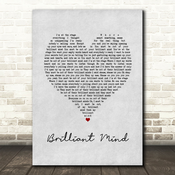 Furniture Brilliant Mind 1986 Grey Heart Song Lyric Quote Music Poster Print