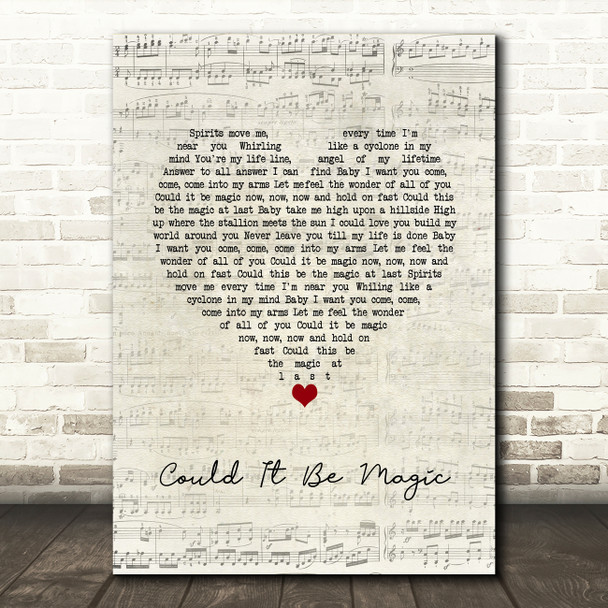 Take That Could It Be Magic Script Heart Song Lyric Quote Music Poster Print