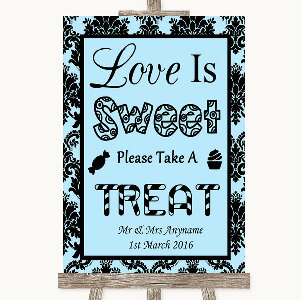 Sky Blue Damask Love Is Sweet Take A Treat Candy Buffet Wedding Sign
