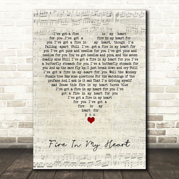 Super Furry Animals Fire In My Heart Script Heart Song Lyric Quote Music Poster Print