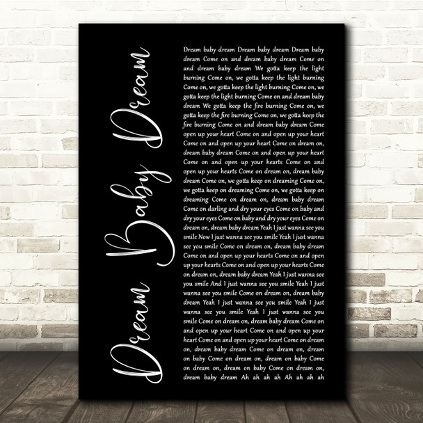 Bruce Springsteen Dream Baby Dream Black Script Song Lyric Quote Music Poster Print