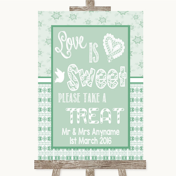 Winter Green Love Is Sweet Take A Treat Candy Buffet Personalized Wedding Sign