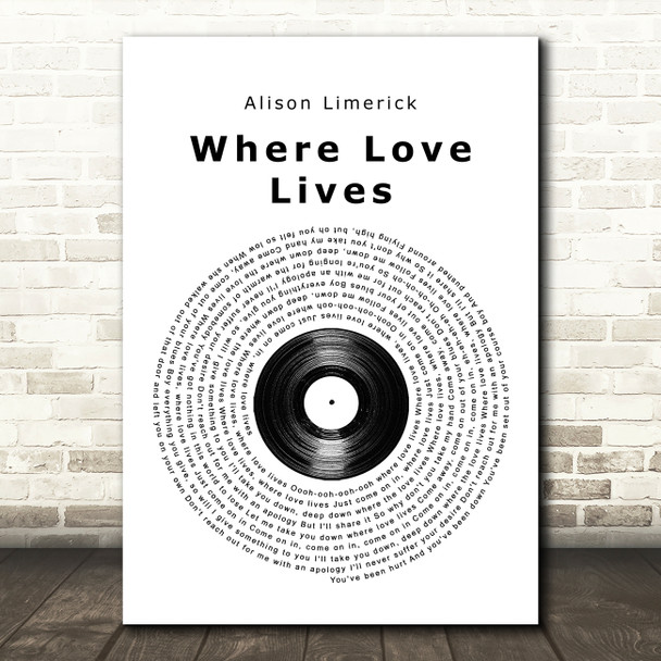 Alison Limerick Where Love Lives Vinyl Record Song Lyric Quote Music Poster Print