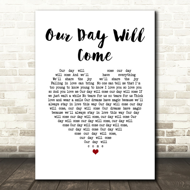 Amy Winehouse Our Day Will Come White Heart Song Lyric Quote Music Poster Print