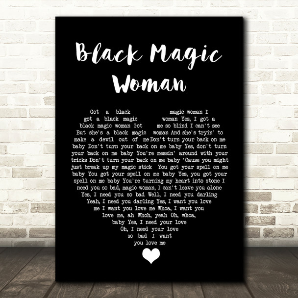 Fleetwood Mac Black Magic Woman Black Heart Song Lyric Quote Music Poster Print