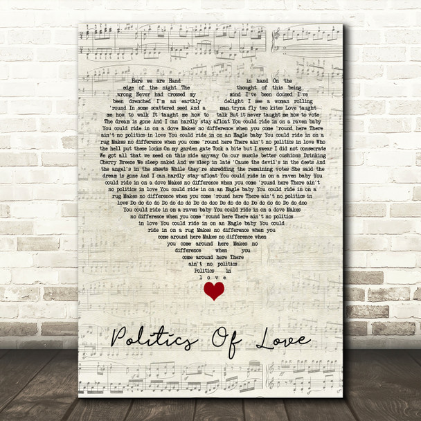 Alex Cameron Politics Of Love Script Heart Song Lyric Quote Music Poster Print