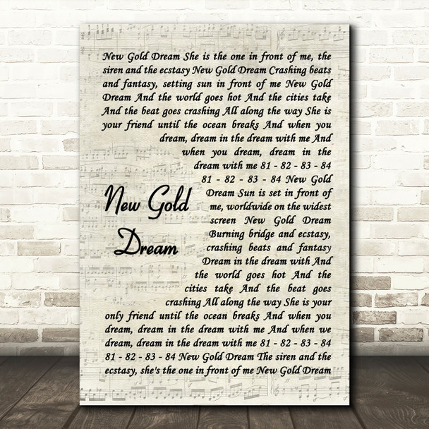 Simple Minds New Gold Dream Vintage Script Song Lyric Quote Music Poster Print