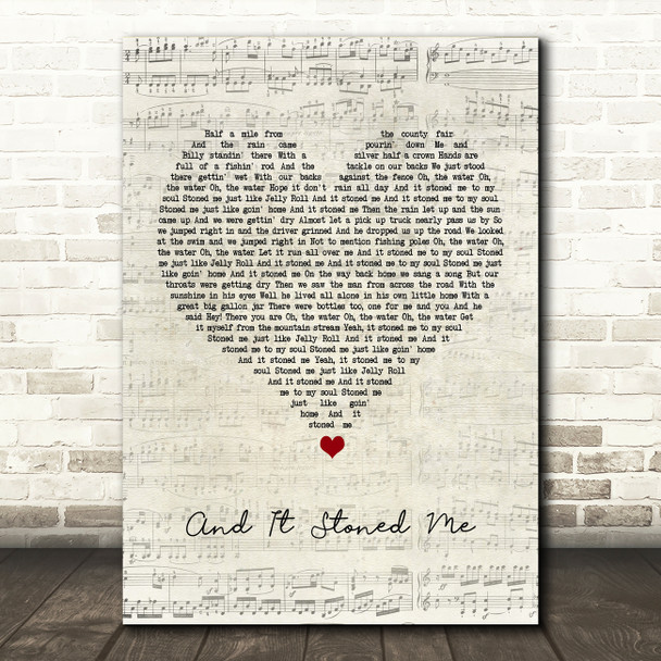 Van Morrison And It Stoned Me Script Heart Song Lyric Quote Music Poster Print