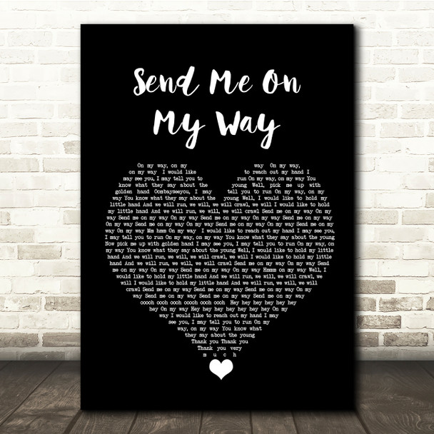 Rusted Root Send Me On My Way Black Heart Song Lyric Quote Music Poster Print