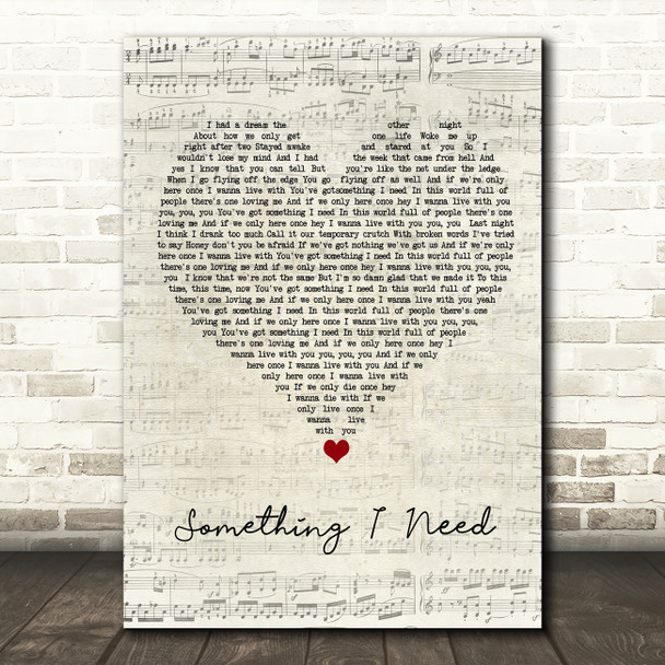 Ben Haenow Something I Need Script Heart Song Lyric Quote Music Poster Print