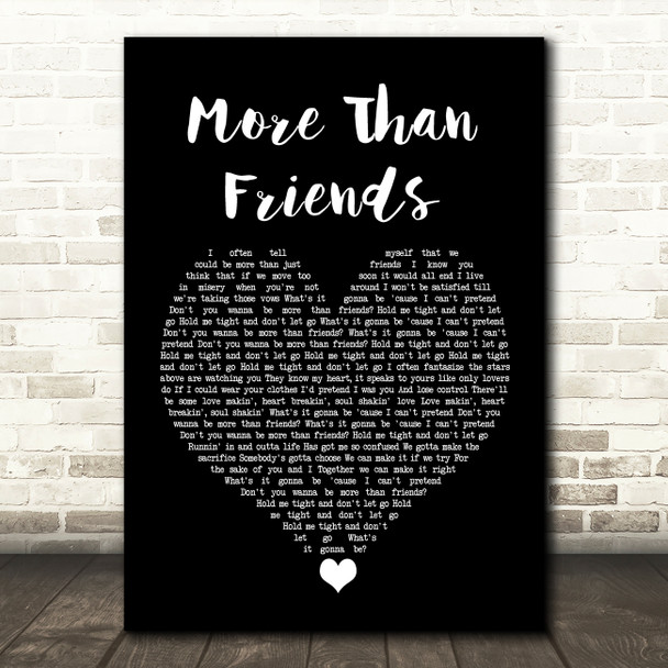 James Hype More Than Friends Black Heart Song Lyric Quote Music Poster Print