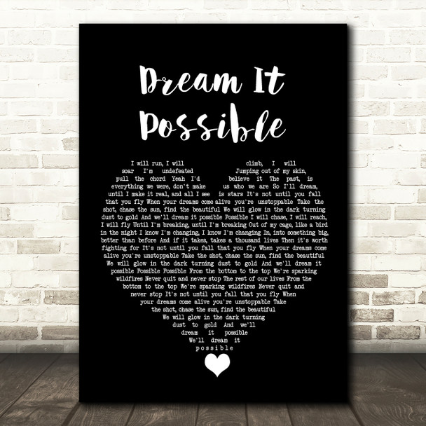 Jane Zhang Dream It Possible Black Heart Song Lyric Quote Music Poster Print