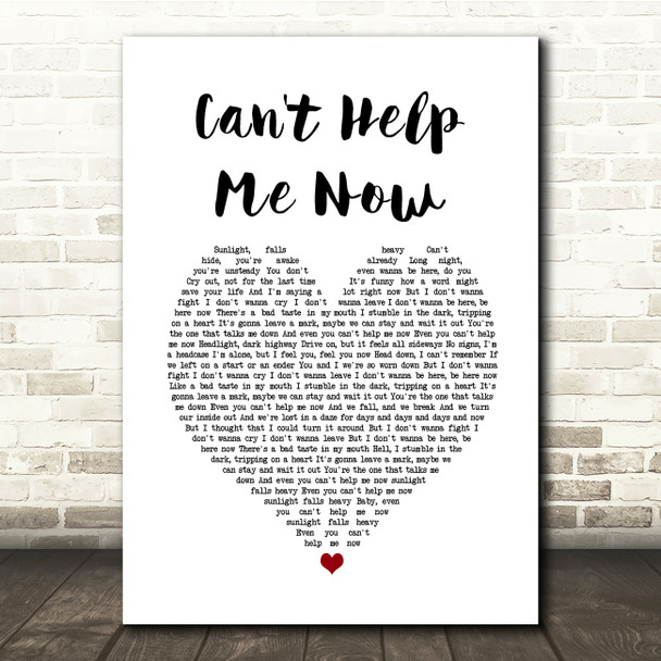 Rob Thomas Can't Help Me Now White Heart Song Lyric Quote Music Poster Print