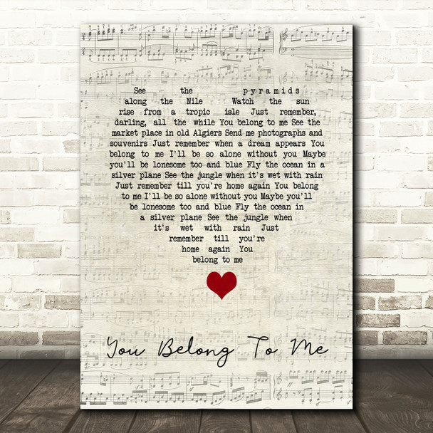 Bob Dylan You Belong To Me Script Heart Song Lyric Quote Music Poster Print