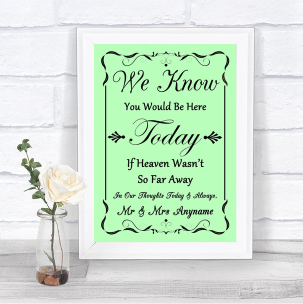 Green Loved Ones In Heaven Personalized Wedding Sign