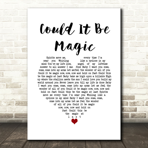 Take That Could It Be Magic White Heart Song Lyric Quote Music Poster Print