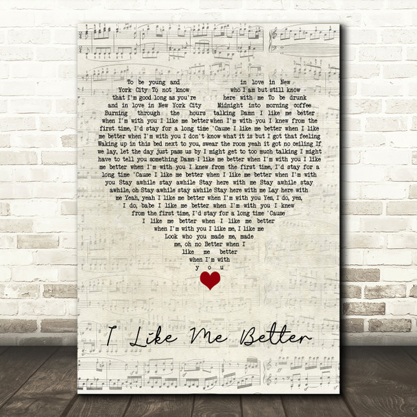 Lauv I Like Me Better Script Heart Song Lyric Quote Music Poster Print