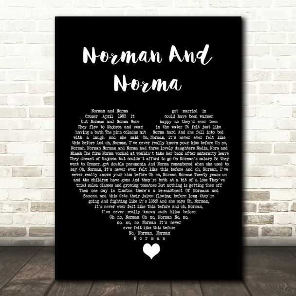The Divine Comedy Norman And Norma Black Heart Song Lyric Quote Music Poster Print