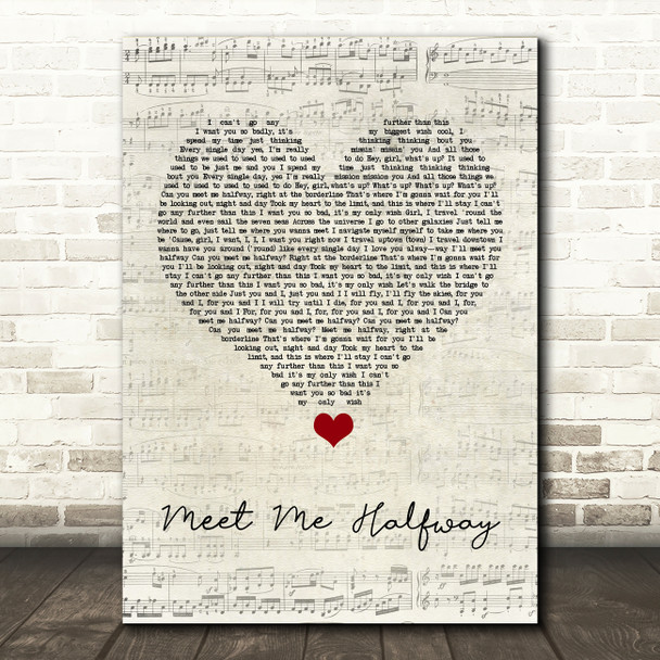 Black Eyed Peas Meet Me Halfway Script Heart Song Lyric Quote Music Poster Print