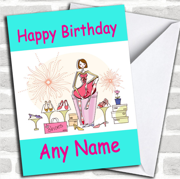 Shoe Shopping Fan Personalized Birthday Card