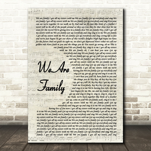 Sister Sledge We Are Family Vintage Script Song Lyric Quote Music Poster Print
