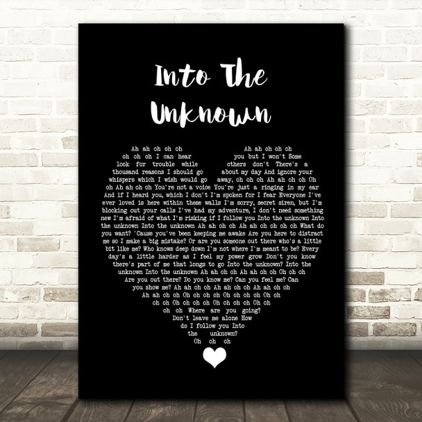 Idina Menzel Into The Unknown Black Heart Song Lyric Quote Music Poster Print