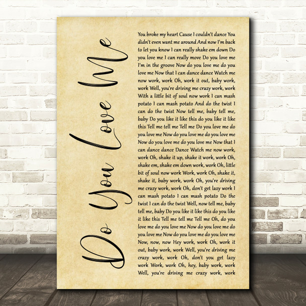 The Contours Do You Love Me Rustic Script Song Lyric Quote Music Poster Print