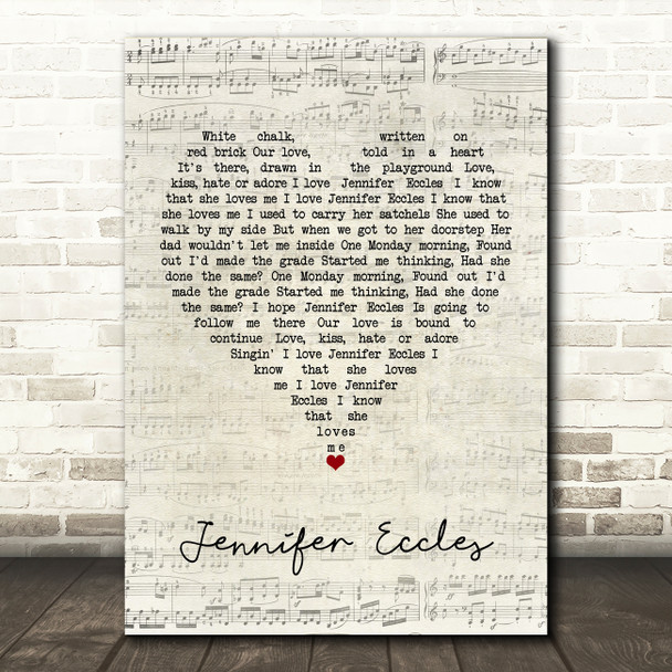 The Hollies Jennifer Eccles Script Heart Song Lyric Quote Music Poster Print