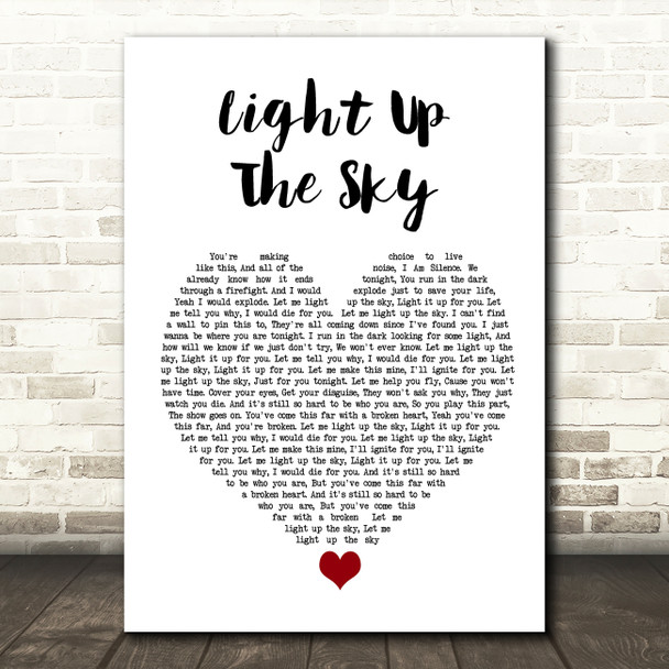 Yellowcard Light Up The Sky White Heart Song Lyric Quote Music Poster Print