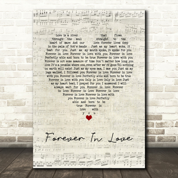 Brighten Forever In Love Script Heart Song Lyric Quote Music Poster Print