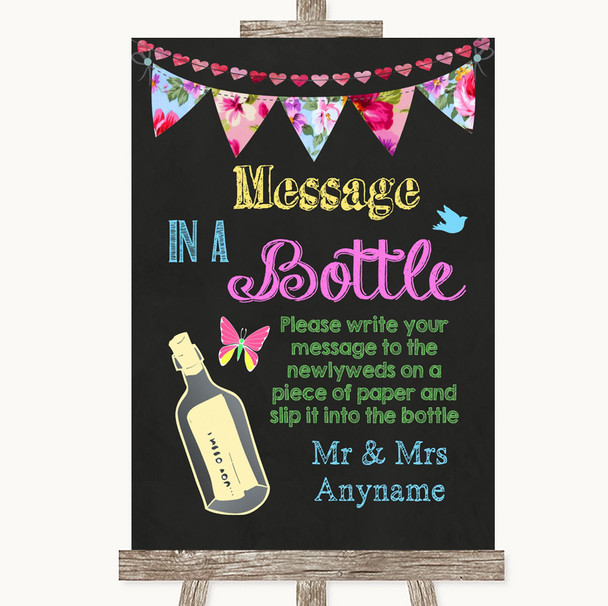 Bright Bunting Chalk Message In A Bottle Personalized Wedding Sign
