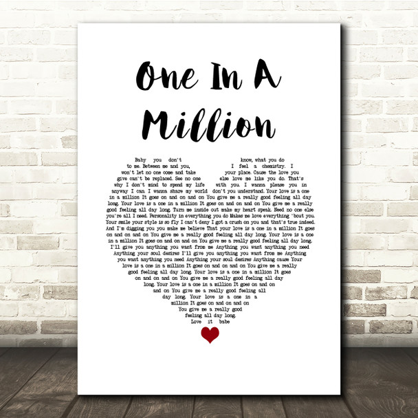 Aaliyah One In A Million White Heart Song Lyric Quote Music Poster Print