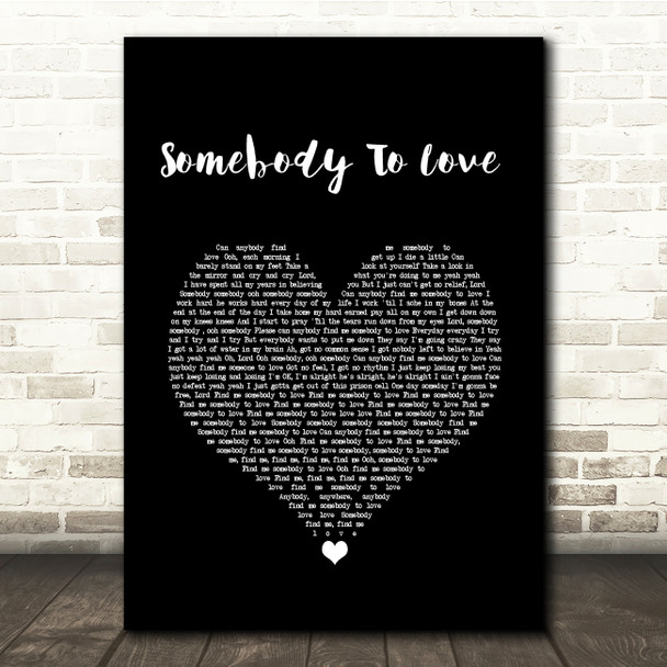 Queen Somebody To Love Black Heart Song Lyric Quote Music Poster Print