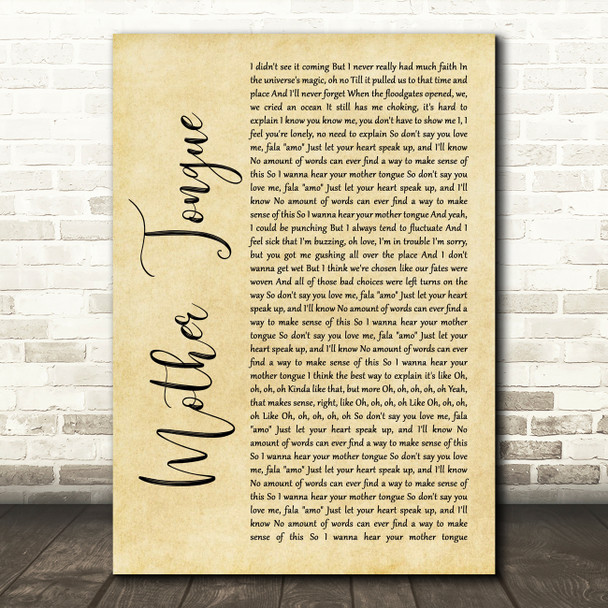 Bring Me The Horizon Mother Tongue Rustic Script Song Lyric Quote Music Poster Print