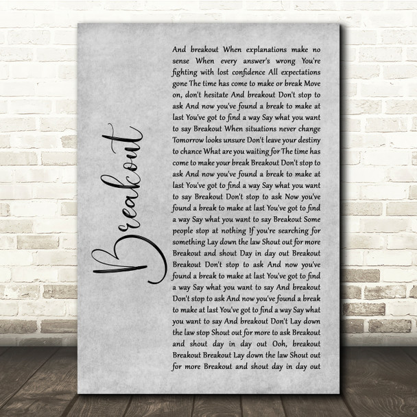 Swing Out Sister Breakout Grey Rustic Script Song Lyric Quote Music Poster Print