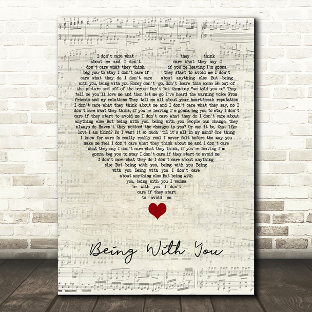 Smokey Robinson Being With You Script Heart Song Lyric Quote Music Poster Print