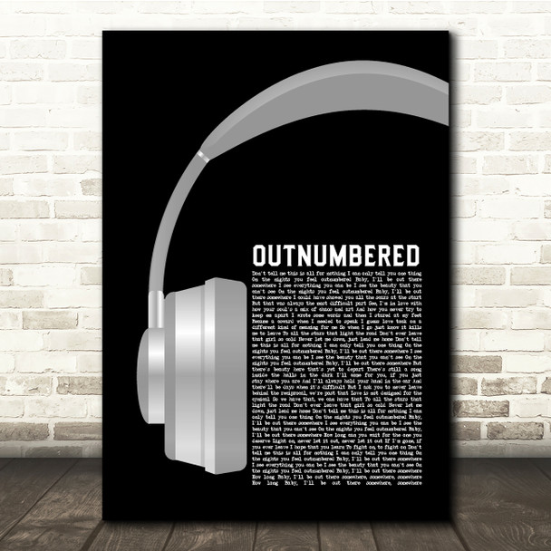 Dermot Kennedy Outnumbered Grey Headphones Song Lyric Quote Music Poster Print